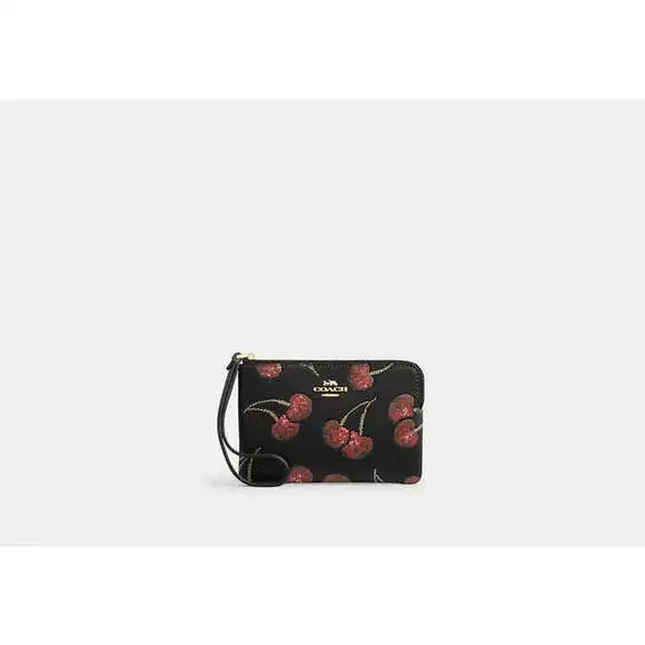 Authentic Coach Corner Zip Wristlet With Cherry Print NWT - Picture 4 of 4